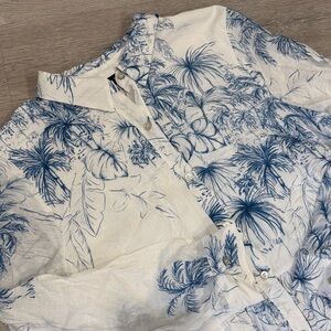 1. State White and Blue Floral Long Sleeve Dress